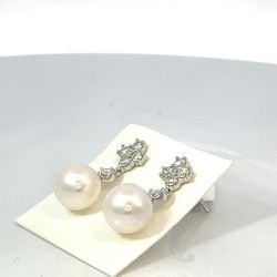 18k White Gold Earnings Diamond Pearl