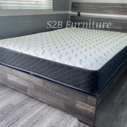 King Grey Aticus Platform Bed With Ortho Mattress Included!!