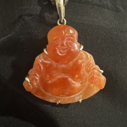 Red Jade Buddha In 18k Gold 