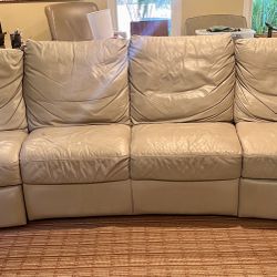 10.5 Ft Leather Four Cushion Reclining Sofa 