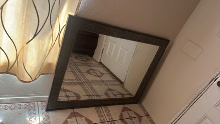 Large Wall Mirror with Dark Frame