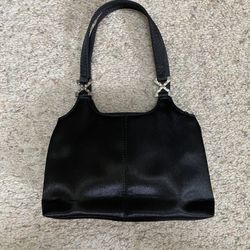 Small Black Purse with Silver X Rhinestone Hardware