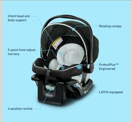 Graco Infant Car Seat with Base – ProtectPlus Engineered, LATCH System & 5-Point Harness