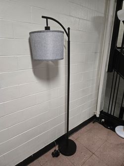 Black Arched Standing Floor Lamp Grey Shade - Downtown Brooklyn