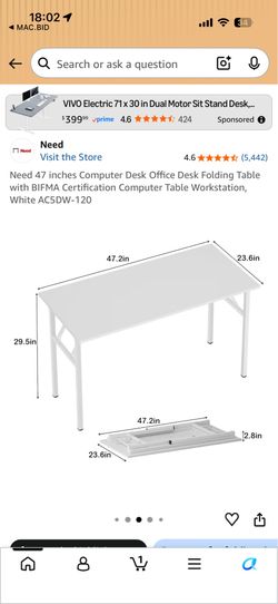 White Folding Table – Like New