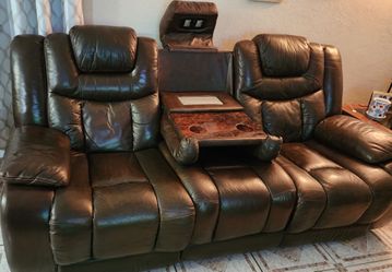 Power Recliner Sofa Leather dark brown like new