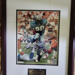 Framed Auto Graphed Barry Sanders Picture