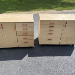 Two Custom Rolling Workbenches – Heavy Duty Storage & Workspace