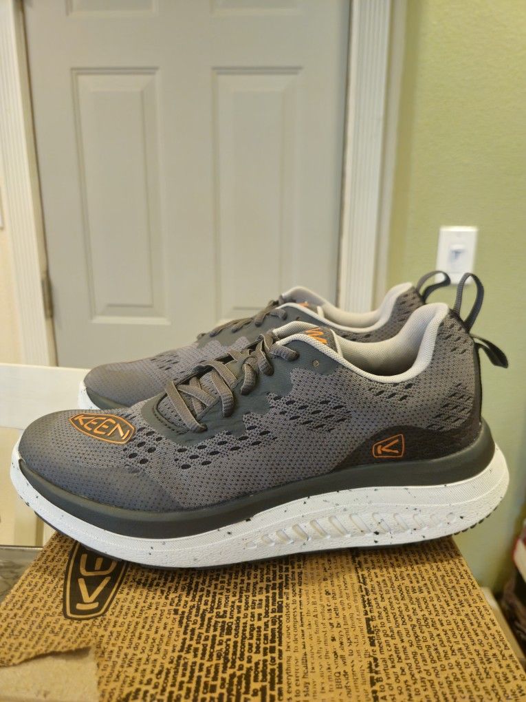 Keen Mens WK400 Walking Athletic Shoes Steel Grey/Scarlet Ibis 1027470 Size 9.5