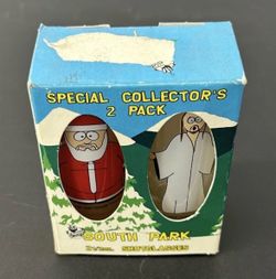 1998 Comedy CENTRAL Presents SOUTHPARK “Santa & Jesus” 2 1/2oz SHOTGLASSES Special COLLECTORS 2-Pack 👀 (please read description)