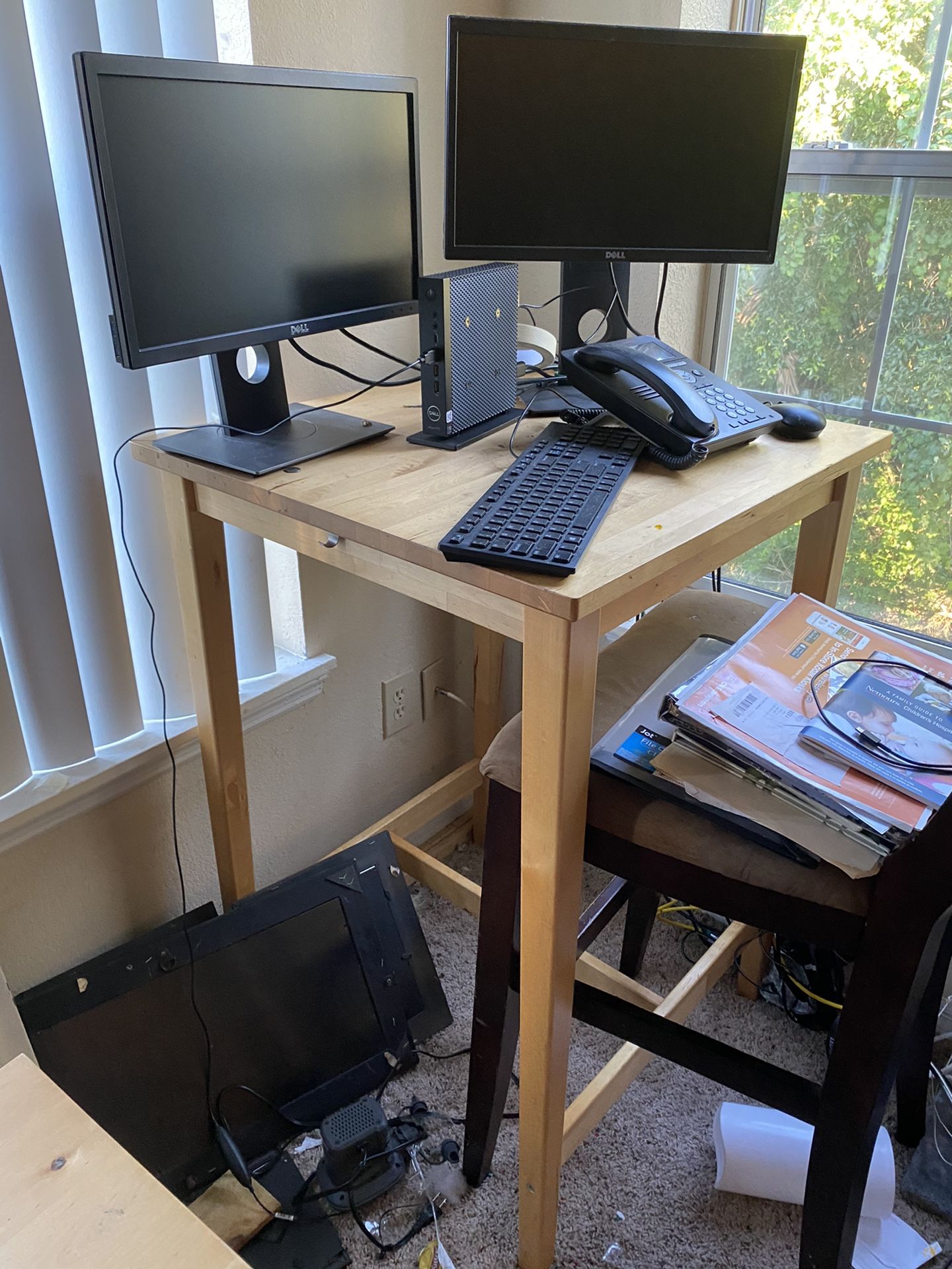 Wood High Table And Four Stools