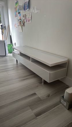White Low TV Unit with Drawers