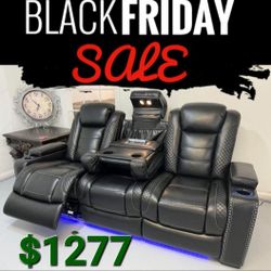 Party Time Power Reclining LED Sofa 