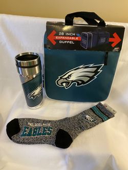 Philadelphia Eagles socks duffle bag 16 oz cup