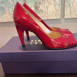 Stuart Weitzman Ruby Red Patent Leather Heels