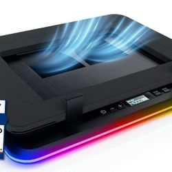 KLIM Turbofrost Gaming Laptop Cooling Pad - 4 Powerful Turbo Fans - 4 x 4000 RPM, Dynamic RGB, 4-Ports USB, Laptop Cooler 2 Power Modes USB-C/DC