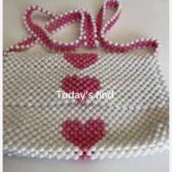 ISAAC MIZRAHI HEART BEADED CROSSBODY PURSE