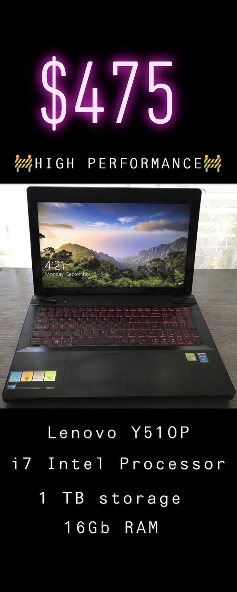 High Performance Lenovo Ideapad Y510p laptop