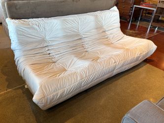 Cream Colored Velvet Upholstered Armless Sofa