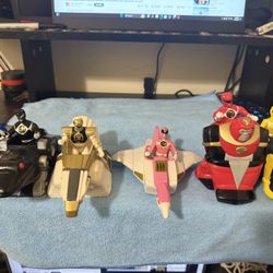 Set 6 VTG 1995 4” Power Rangers Figure Vehicles Complete Set 