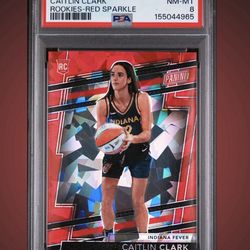 2024 Panini NSCC VIP Gold Caitlin Clark Rookies Red Sparkle PSA 8