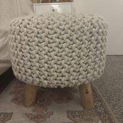 knitted cotton pouf ottoman 