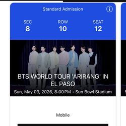 2 BTS tickets for Sunday