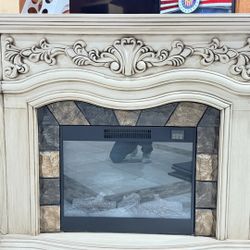 luxurious electric fireplace and mirror