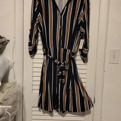 New Striped Dress 2 X Navy Blue, White,,& Yellow 