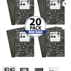 School Supplies Pen+Gear 20 pack, Wide-Ruled Marble Composition Book, 9.75 x 7.5, 80 Sheets, New