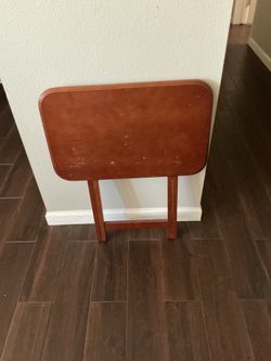 Wooden Folding TV Tray and Pair of Mid-Century Style Side Tables