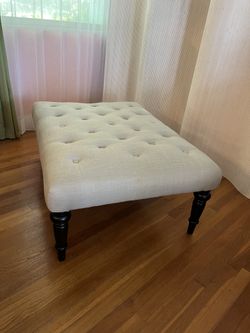 Ottoman - Coffee Table - Bench Tufted Grey Fabric