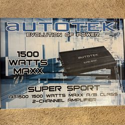 Autotek 1500 Watt Maxx Super Sport AT1500. A/B Class 2 Channel Amplifier
