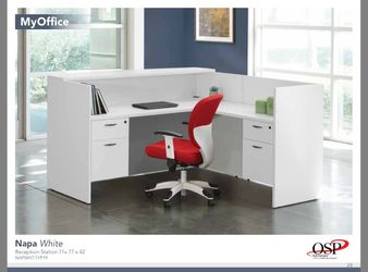 White Reception Desk with Glass Counter