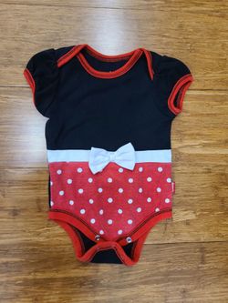 Baby Girl Disney Minnie Mouse Onesie Costume Bodysuit 3M Polka Dot Bow