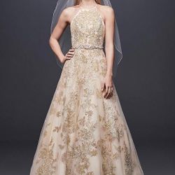 Brand New David’s Bridal Gold Wedding Dress