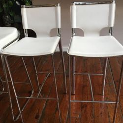 White Leather bar stools set Of 2 $275