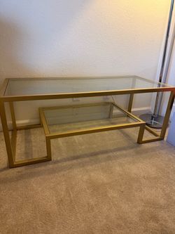 Modern Gold & Glass Coffee Table / TV Stand