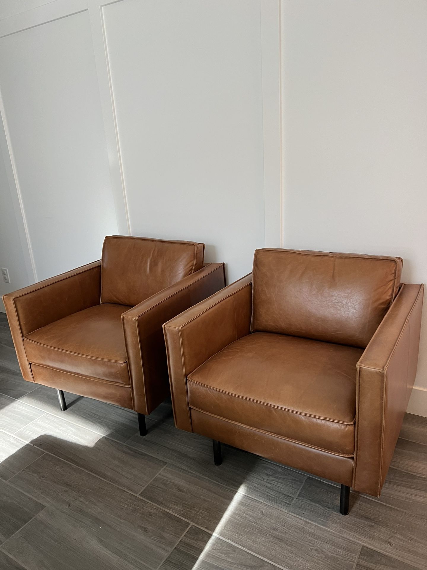 West Elm Axel Leather Chairs