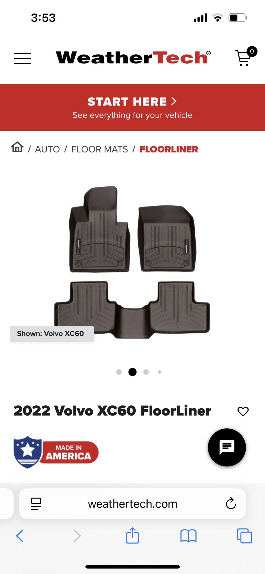 Weather Tech Floor Liners Volvo XC60 (Cocoa)