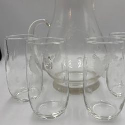 Vintage Princess House Heritage 72 Oz Pitcher and 3-11 Oz Flat Tumbler Set