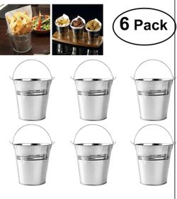 Mini Metal Bucket Set of 6 /Mini Food Containers/Succulent Wedding Buckets 10.5x7.2x10.5cm