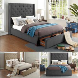 KING SIZE HIGH HEADBOARD STORAGE BED $675! QUEEN BED $625!  INCLUDING DELIVERY!