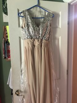 Sparkly beige prom dress