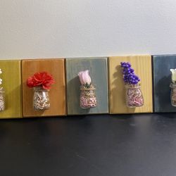 Hanging Wooden Plaque With Glass For Plants Or Decoration