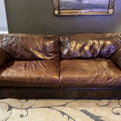 8 ft Italian All‑Leather Sofa – Heavy, Real Leather – $200