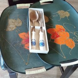 Trays And A Set Of Collectible Spoon And Serving Fork