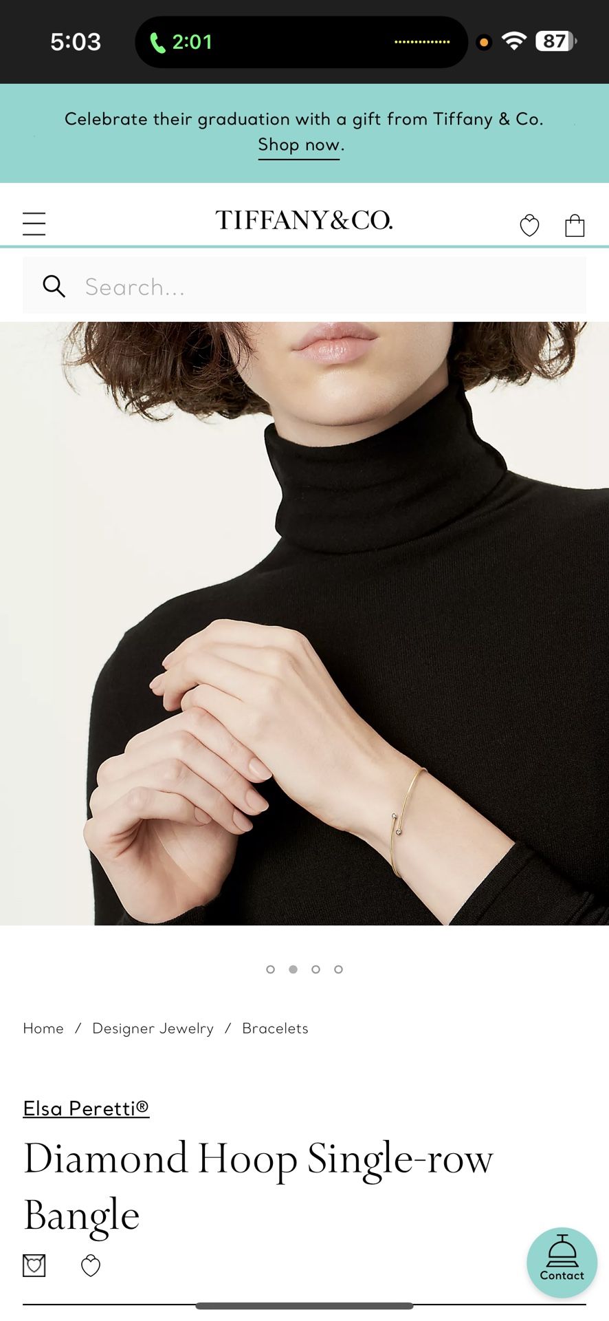 Tiffany & Co. Elsa Perreti Diamond hoop Single Row Bangle