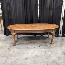 Oak Oval Coffee Table with Parquet Top