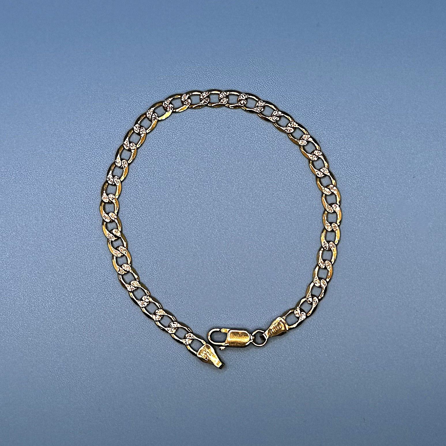 10K Yellow Gold Cuban Link Bracelet with Diamond-Cut Accents